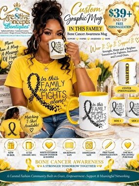 Custom “In This Family” Sarcoma Cancer Support 11oz Ceramic Hand-Crafted Mug